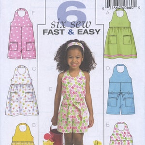 Girl's, Child's Dress, Shortalls & Belt - Butterick B4780 - UNCUT - Sizes 2, 3, 4, 5 CDD - romper, overall shorts