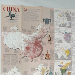 Original July 1991 Map of China, National Geographic