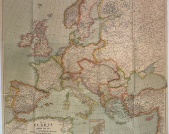 Original July 1915 Map of Europe and Adjoining Portions of Africa, National Geographic