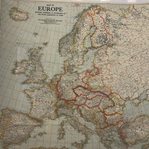 Original Februar 1921 Karte von Europa mit den Ländern, wie sie von der FriedensKonferenz in Paris festgelegt wurden, National Geographic