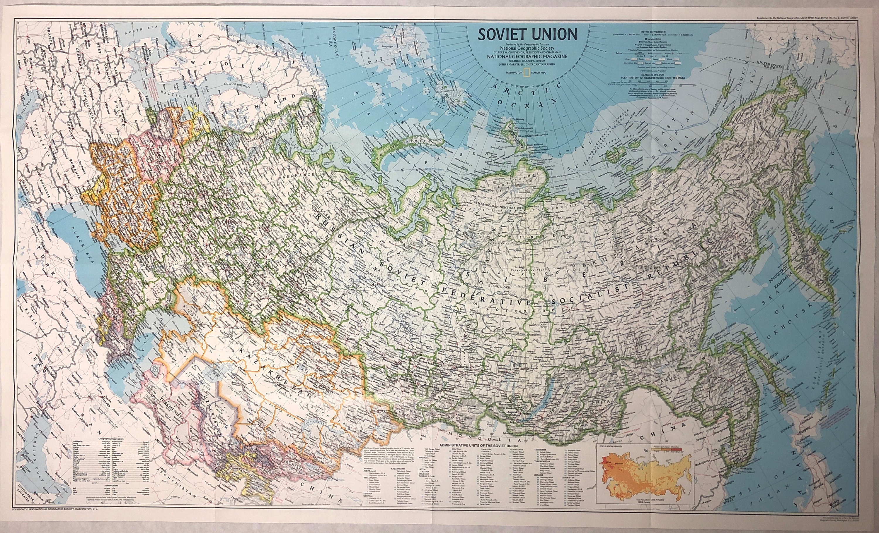 Original März 1990 Karte der Sowjetunion National Geographic | Etsy