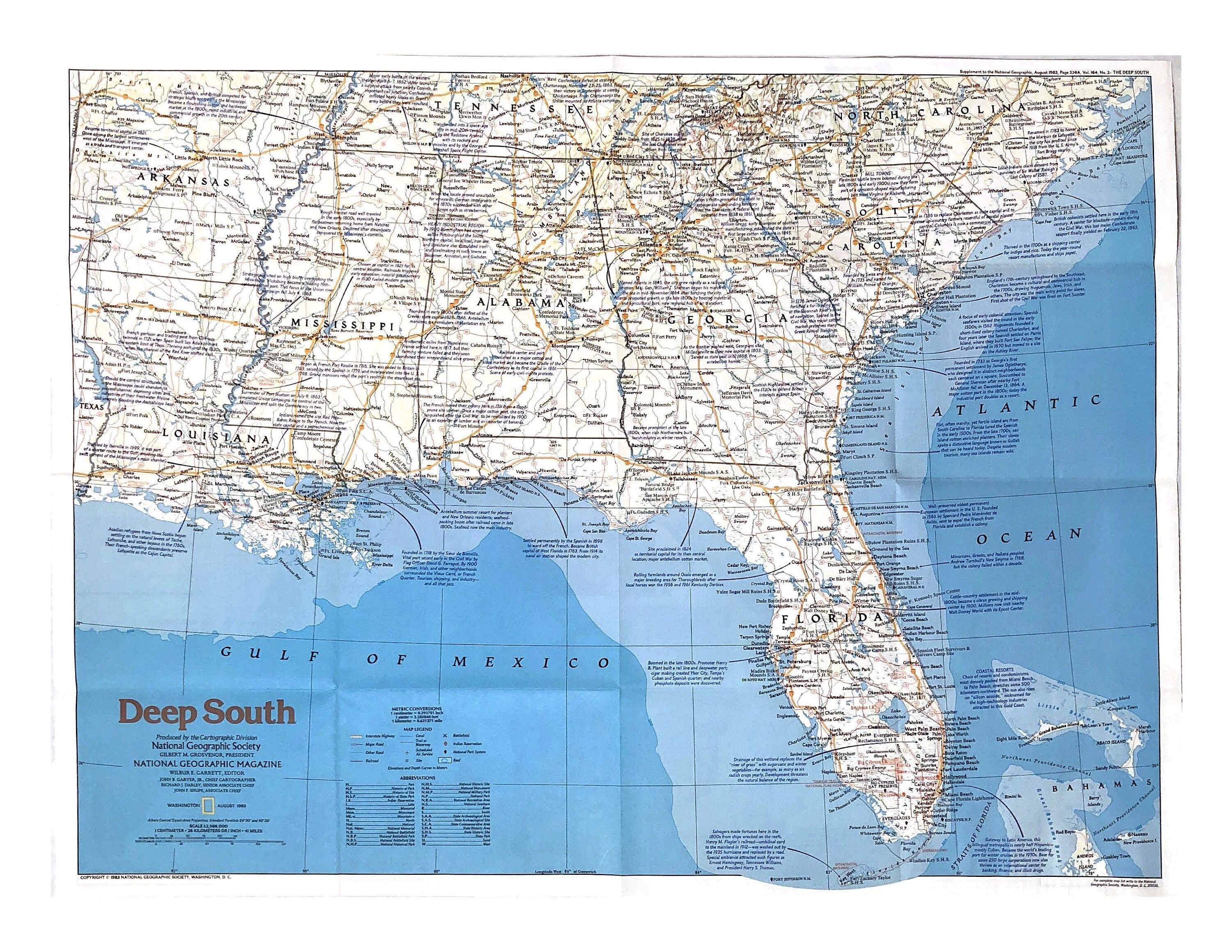 Original August 1983 Map of the Making of America: Deep South, National ...