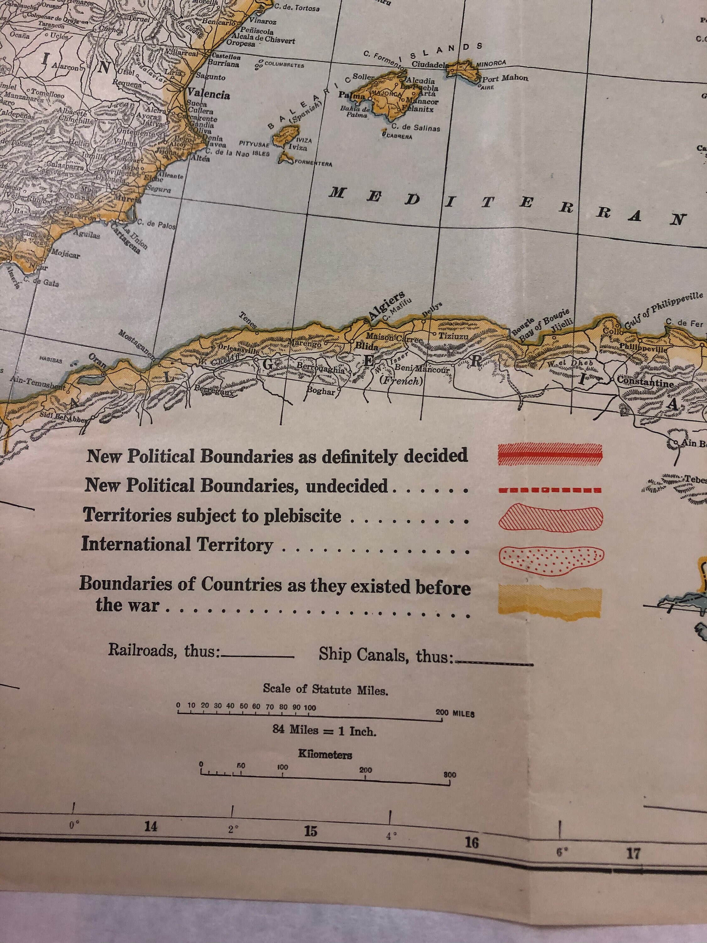 Original February 1921 Map of Europe Showing Countries as Established ...