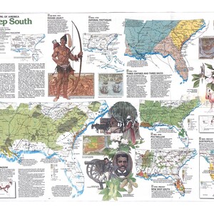 Original August 1983 Map of The Making of America: Deep South, National Geographic