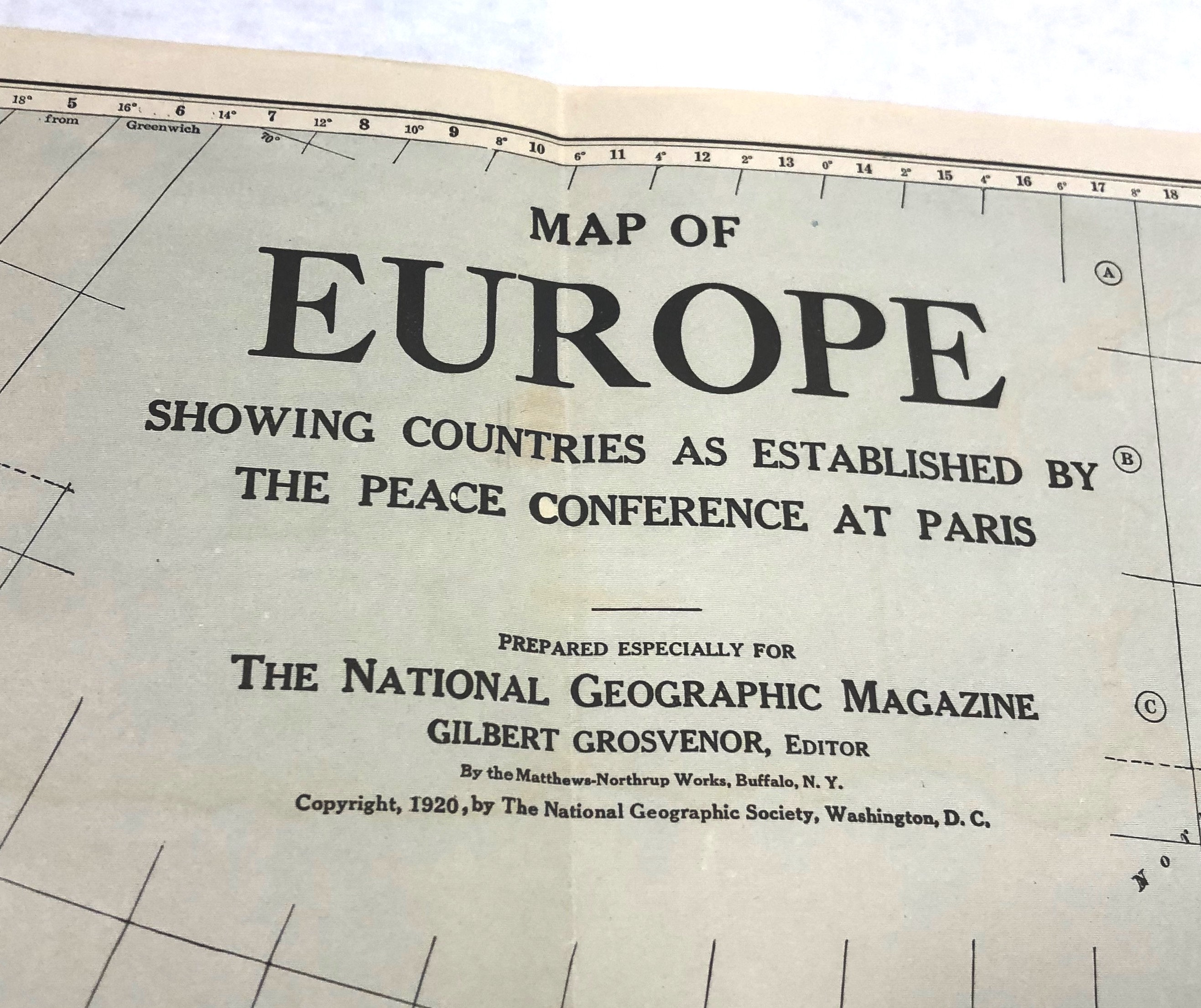 Original February 1921 Map of Europe Showing Countries as Established ...