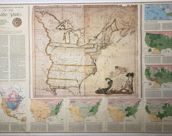 Original September 1987 Map of The Territorial Growth of United States, National Geographic