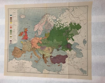 Original December 1918 Map of The Races of Europe, National Geographic