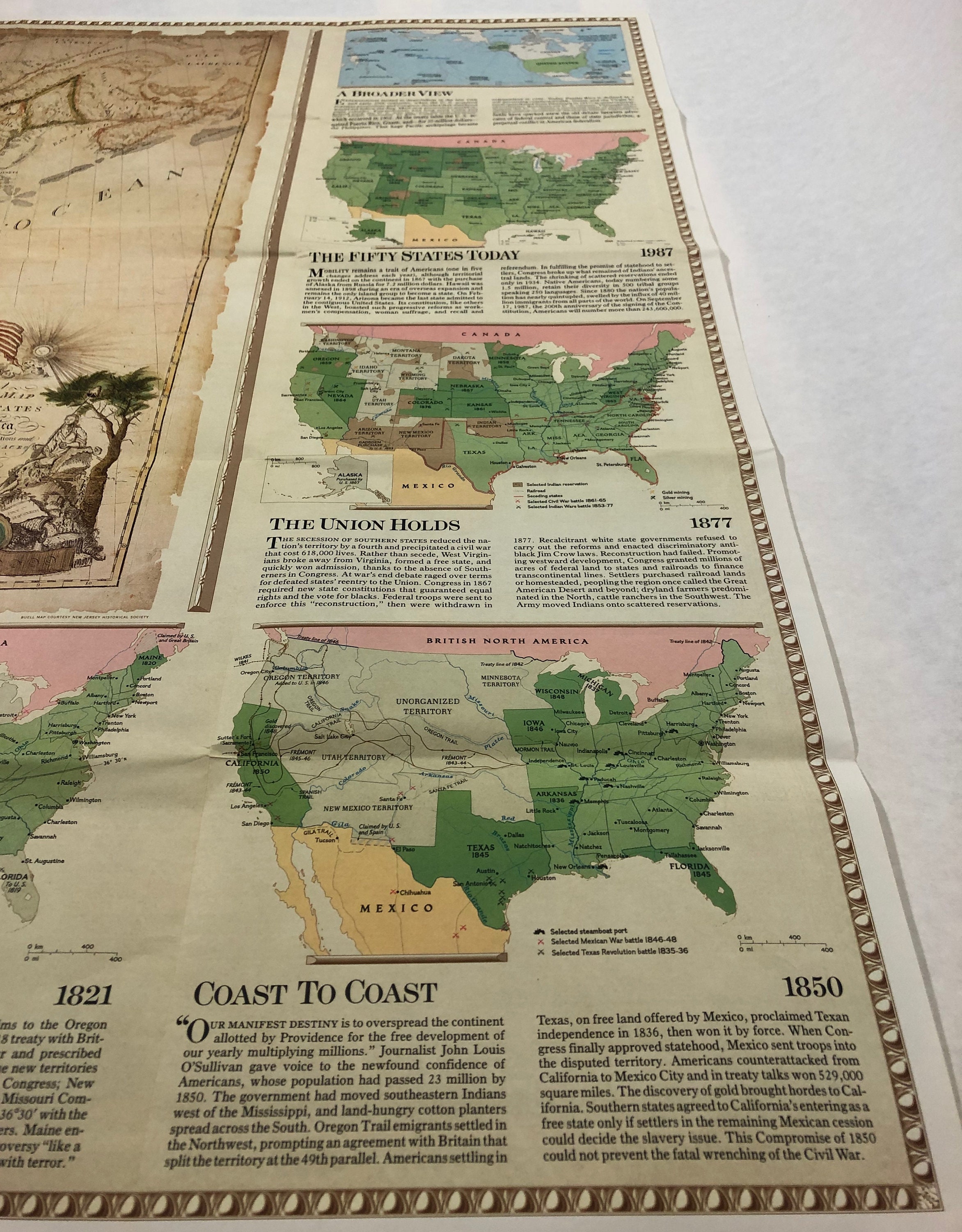Original September 1987 Map of the Territorial Growth of United States ...