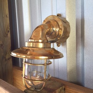 Vintage Brass Salvaged Bulkhead Light with Brass Shade and Junction Box - Restored, Rewired and Ready for use!