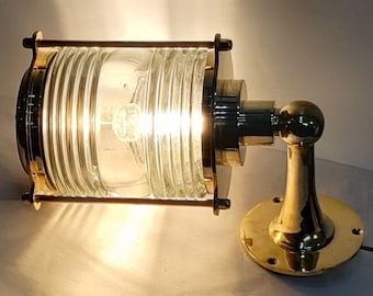 Vintage Brass Wall Light with Fresnel Glass - Restored, Rewired and Ready for use! Handcrafted and Hand-finished.
