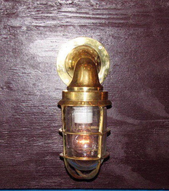 Vintage Nautical Brass Light Fixture Ship Light Restored and