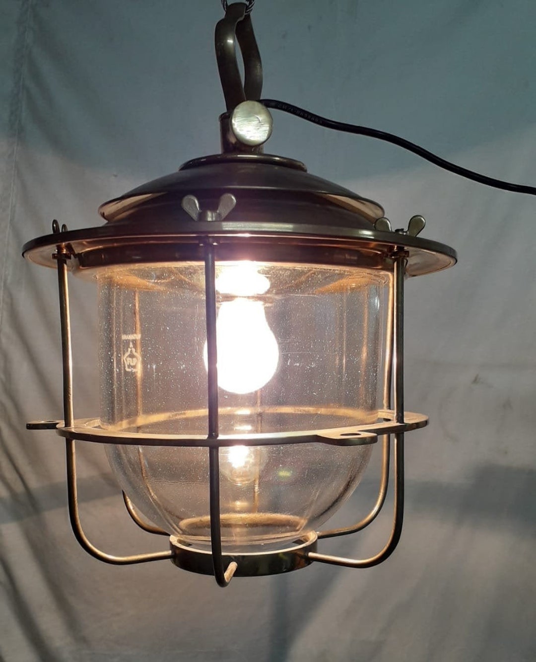 Vintage Nautical Brass Pendant Lights Refurbished, Rewired and Ready for Use Great Hanging