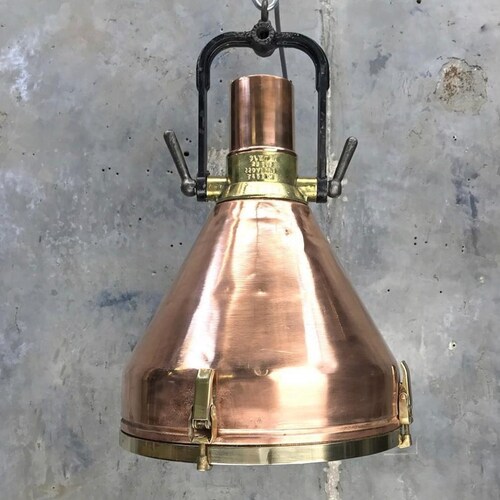Vintage Brass and Copper Hanging Deck Light Refurbished - Etsy