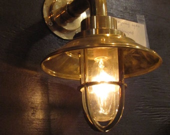 Vintage Brass Alleyway Light with Brass Shade- Restored, Refurbished & Rewired! Nautical Industrial Design
