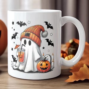 Halloween Ghost Coffee Mug | Cute Spooky Ghost Halloween Mug | Fall Coffee Lover Gift | Coffee Lover Halloween Mug | Ceramic Halloween Mug