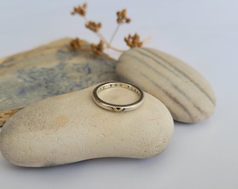 Silver Ring with Gold Heart, Hidden message, Personalised Ring, Personalised Jewellery Gifts, Custom Handmade Anniversary, Love You Always