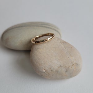 Recycled Gold Ring, Hammered 9ct Yellow Gold Wedding Ring, Sustainable Gold, Wedding Jewellery, Dainty, Slim precious metal ring