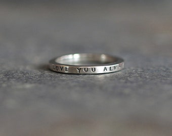 Personalised Message Ring, Custom Made Jewellery, Quote Jewellery, Personalised Gift, Handmade Sterling Silver Rings, Etsy UK, Silver Ring