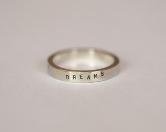Sterling Silver Message Ring, Personalised Handmade Rings, Custom Made Inspirational Jewellery, Sterling Silver Ring, Hand Stamped Words
