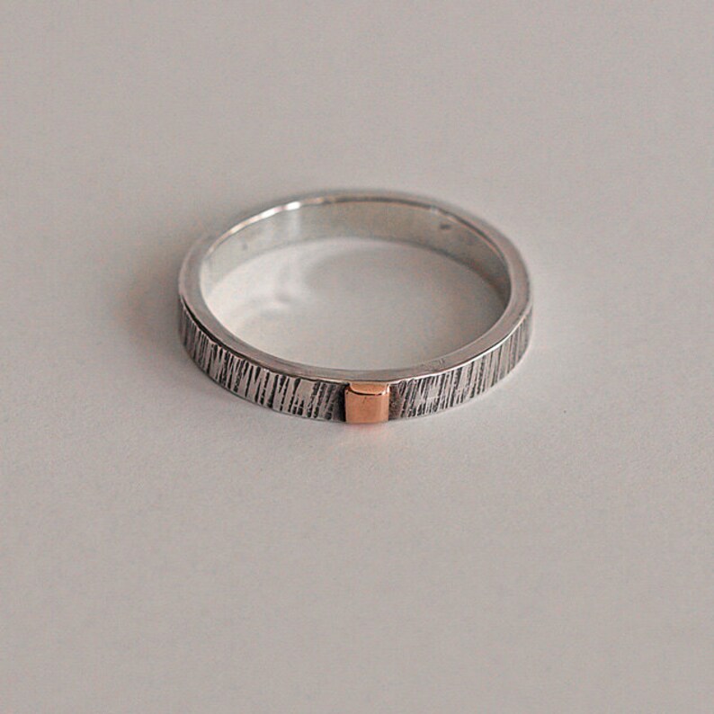 Silver and Copper Men's Ring, Mixed Metal Ring, Copper and Silver Rings, Unisex Ring, Copper Anniversary, Gift for Him, Textured Silver Ring image 1