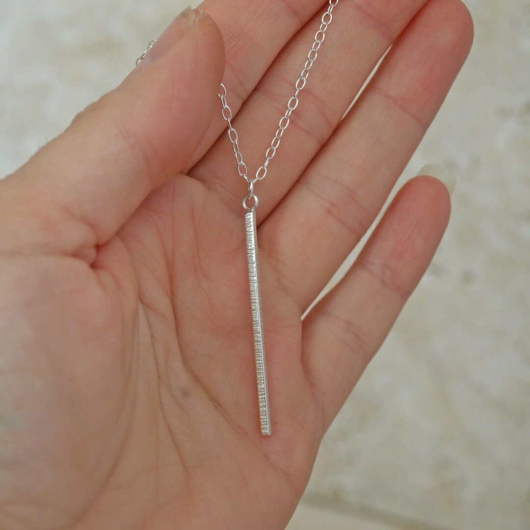 Silver vertical bar pendant necklace Clearance