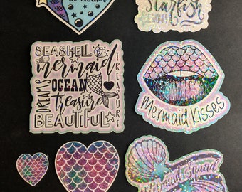 Mermaid Sticker,Kisses, Beach, Shells, Nautical, Sea Queen, Siren, Beautiful, Goddess, Ocean Nymph, Enchanting, Aquatic, Mythical, Kindle