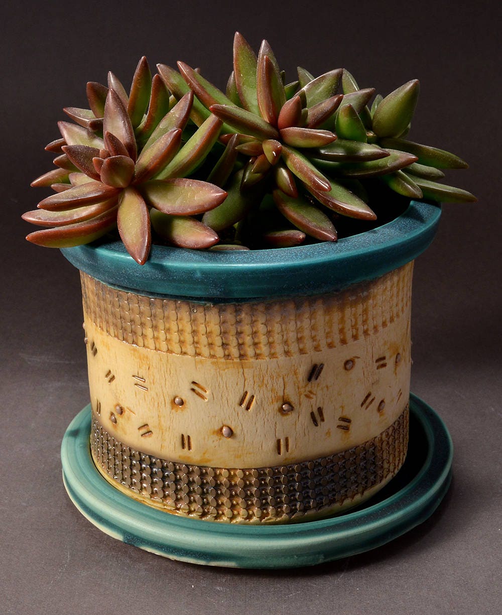 Indoor Planter with Saucer, Made in Hood River, Stoneware