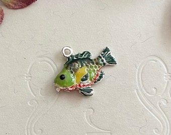 Rainbow Trout Fish Charm Vintage Enamel Sterling Silver Fish Charm Rare Collectible Fisherman