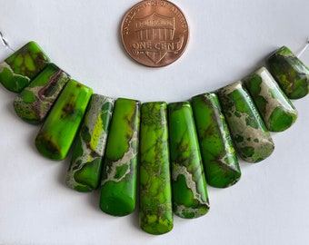 Green Jasper Gemstone Bead Set Emerald Apple Earthy Christmas Green Beads
