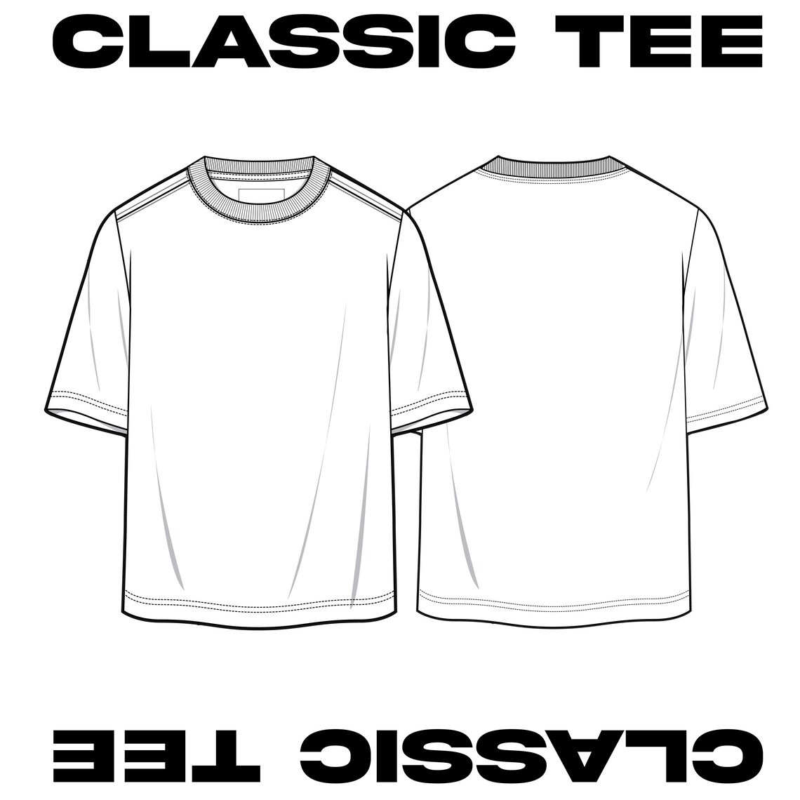 Classic Tee Vector Tech Drawing. Tech Pack Ready. Fashion Design ...