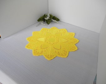 Doily, Embroidered in Pastel Yellow with a 10.50" Diameter
