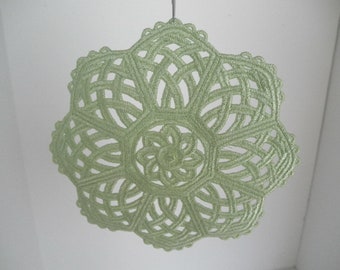 Doily, Embroidered in Pastel Green with a 5" Diameter