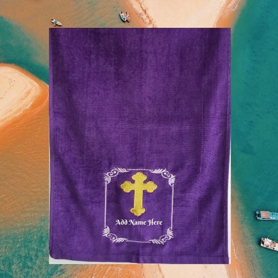 Men's Religious Hand Towel CROSS Elegantly Embroidered and Personalized. Etsy
