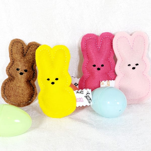 Easter Cat Toys, Pack or 2+, Marshmallow Bunny, Catnip, Kittens, Kitties, Cat Nip, Embroidered Felt, Bright, High Contrast, Stuffed Cat Toys