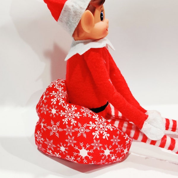 Elf Bean Bag Chair-Large-New Fabric-Doll Accessory-Holiday Elf Bean Bag Chair-Elf Accessory Christmas Decor-Holiday Elf Prop-Christmas Elf