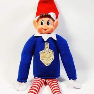 Hanukkah Elf Sweater - Doll Accessory - Dreidel Shirt - Elf Accessory - Channuka Decor - Holiday Elf Prop