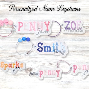 Personalized Embroidered Name Keychain Custom Backpack Charm Gift