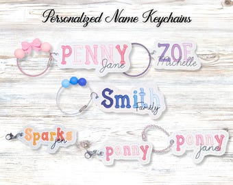 Personalized Embroidered Name Keychain Custom Backpack Charm Gift