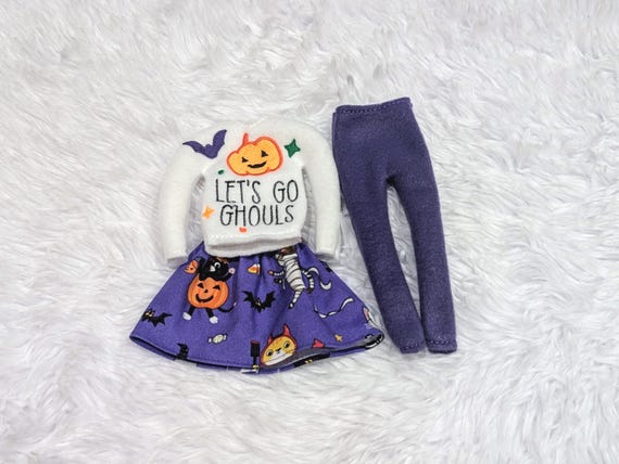 Let's Go Ghouls Elf Outfit: Let's Go Ghouls Sweater, Skirt & Tutu - Halloween Elf Clothes for your elf or doll - Mix and Match