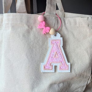 Custom Initial Keychain with Activity Charm | Personalized Letter Backpack Bag Tag