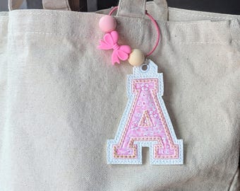 Custom Initial Keychain with Activity Charm | Personalized Letter Backpack Bag Tag