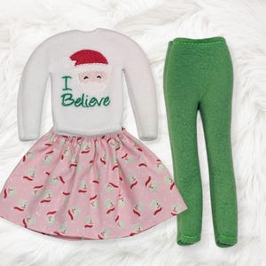 I Believe Elf Shirt - Doll Accessory - Holiday Kitty Elf Shirt - Elf Accessory - Christmas Decor - Holiday Elf Prop - Elf Costume