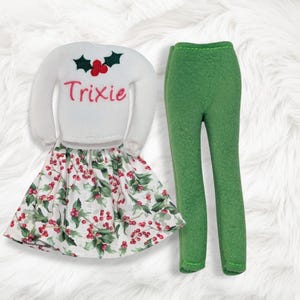 Personalized Elf Sweater, Embroidered Name Christmas Outfit image 1