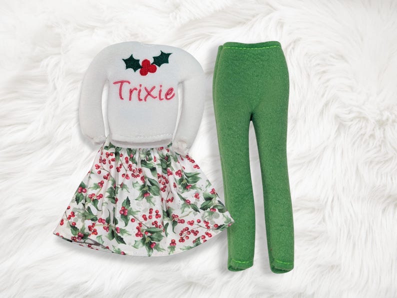Personalized Elf Sweater, Embroidered Name Christmas Outfit image 1