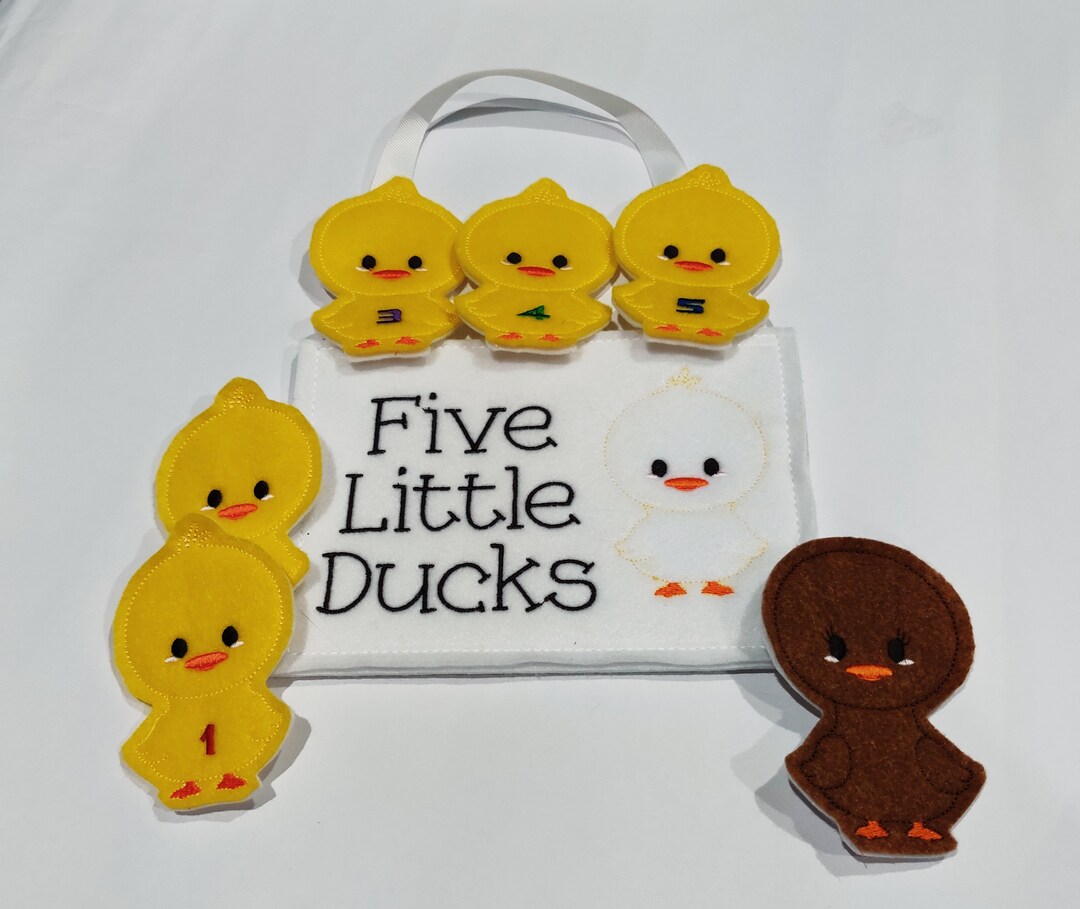 Five Little Ducks Felt Finger Puppets With Mama and Carry Bag Etsy