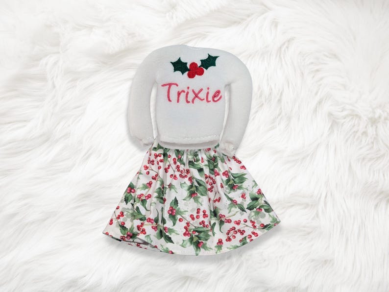 Personalized Elf Sweater, Embroidered Name Christmas Outfit image 3