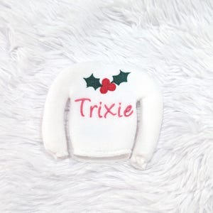 Personalized Elf Sweater, Embroidered Name Christmas Outfit image 4