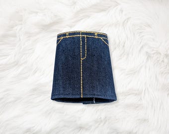 Mini Denim Skirt for Christmas Elf Doll - Detailed Stitching with Hook & Loop Back