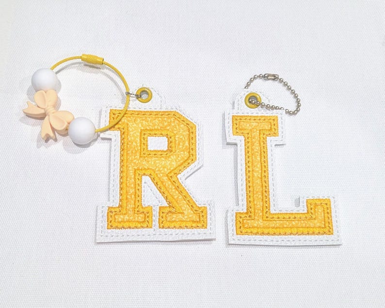Custom A-Z Initial Keychain | Personalized Fabric & Vinyl Bag Tag ...