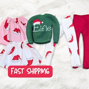 Make Your Elf's Christmas Magical: Personalized Shirt & Optional Matching Skirt or Pants. Easy Outfit Choices image 1